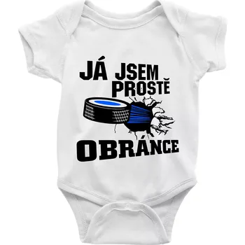 Kojenecký body Já jsem prostě obránce (hokej) - Body kojenecké s krátkým rukávem - Krátký r. 3-6 měs ( Bílá )