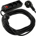 BERGE Prodlužovací kabel 10m s uzemněním, 3 zásuvky - černý 3*1,5 mm2 3680 W V035-B