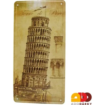 Plechová cedule Plechová cedule - Pisa - šikmá věž 15,5 x 31 cm (Plechová cedule na zeď)