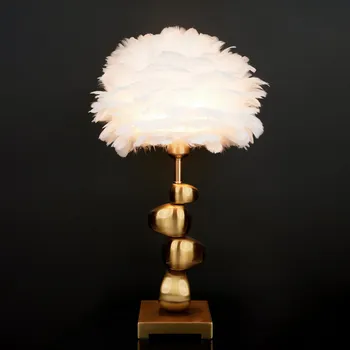 Lampička NOČNÍ LAMPA S PEŘÍM ART DECO ELEGANTNÍ STOLNÍ LAMPA GLAMOUR Berger 7001