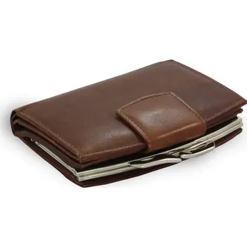 Peněženka Dámská kožená rámová peněženka se zápinkou Arwel 4537 - tmavě hnědá