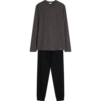 Pánská móda Henderson Pánské dlouhé bavlněné pyžamo 43034 Mike dł/r M-3XL Velikost: 2XL, Barva: Šedá