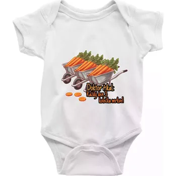 Kojenecký body Doktor říkal - 3 kolečka mrkve - Body kojenecké s krátkým rukávem - Krátký r. 3-6 měs ( Bílá )