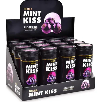 Bonbon Sada 12 ks MINT KISS | rybízovo-mátové osvěžující pastilky bez cukru cassis mint | 28 g x 12 Dedra