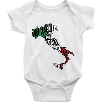 Kojenecký body Mapy - názvy měst - Italie - Body kojenecké s krátkým rukávem - Krátký r. 3-6 měs ( Bílá )