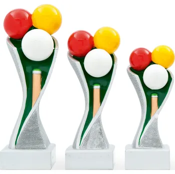 Trofej se symbolem kulečníku, výška 14,5 cm, vícebarevná