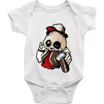 Kojenecký body Graffiti panda - Body kojenecké s krátkým rukávem - Krátký r. 3-6 měs ( Bílá )