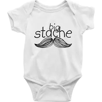 Big stache - Body kojenecké s krátkým rukávem - Krátký r. 3-6 měs ( Bílá )