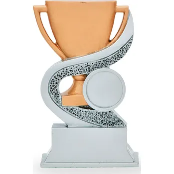 Trofej se symbolem poháru, výška 12 cm, stříbrná/zlatá
