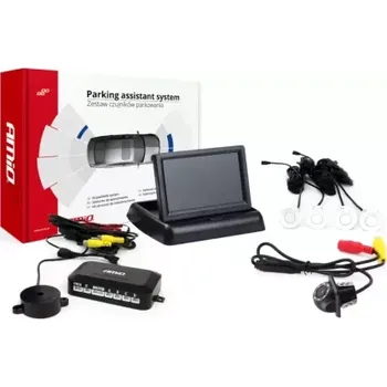 Parkovací asistent AMIO Parkovací asistent TFT02 4,3" s kamerou HD-305-LED 4-senzorové bílé