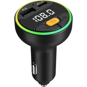 Bluetooth 5.3 FM vysílač Handsfree do auta AUX rádio modulátor MP3 přehrávač s PD30W a USB 22,5W rychlonabíjením adaptér DC12-24V černý