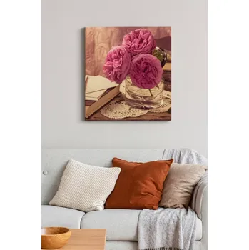 Váza Obraz na plátně - růže - 30x40xh2 cm, Růžová XC24907