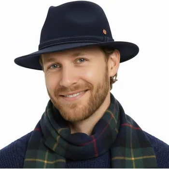 Klobouk Cestovní nemačkavý voděodolný modrý klobouk Mayser - Orrin - Limitovaná kolekce Velikost: 59 cm (L)