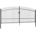 Dvoukřídlá plotová brána s hroty 400 x 225 cm Černý 145741