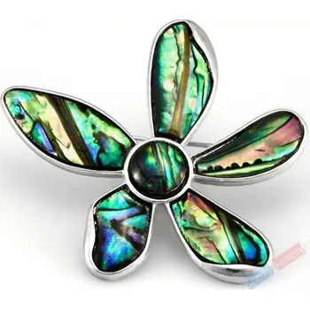 Brož Brož z perleti paua ve tvaru květiny, cca 50 x 45 mm (BP850K)