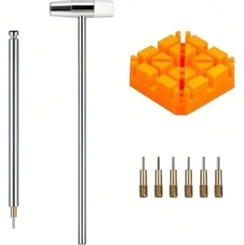 Pomůcka pro obuv a oblečení 9ks sada nástrojů na hodinky Odstraňovač řemínků s kladívkem, blokem a nástavci Profesionální hodinářské nářadí na výměnu řemínků