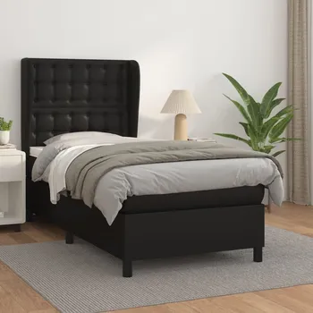 Postel vidaXL Box spring postel s matrací 90x190 cm umělá kůže [3129007] Barva: Černá