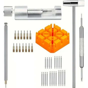 Pomůcka pro obuv a oblečení 41ks sada nástrojů na hodinky Odstraňovač řemínků s kladívkem blokem kolíčky a nástavci Profesionální hodinářská sada na opravy řemínků