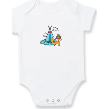 Kojenecký body Indiánská liška - Body kojenecké s krátkým rukávem - Krátký r. 3-6 měs ( Bílá )