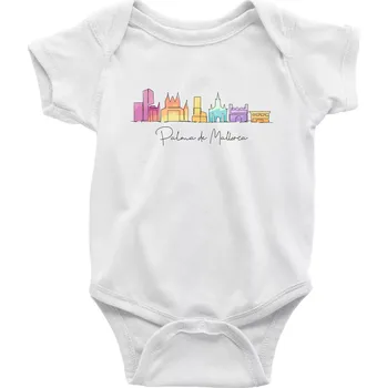 Kojenecký body Mallorca - Siluety památek - barevné - Body kojenecké s krátkým rukávem - Krátký r. 3-6 měs ( Bílá )