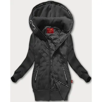 Dámská mikino-bunda v grafitové barvě s kapucí LHD (AMG-162A) odstíny šedé L (40)