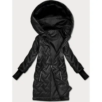 Černá prošívaná bunda s trapézovým střihem a s kapucí (T2-2290#-1) odstíny černé 46