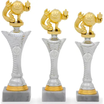 Pohár EDICE FOTBAL, výška 26 cm, stříbrný/zlatý