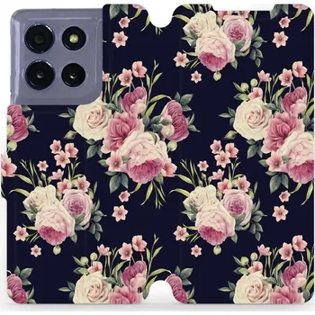 Pouzdro na mobilní telefon Flipové pouzdro Mobiwear - Motorola Moto G86 5G - V068P Růžičky (Knížkové flip pouzdro, obal, kryt na mobil Motorola Moto G86 5G - V068P Růžičky, materiál Umělá kůže + TPU - ochrana 360°, stojánek, silikonová vanička, magnetické zavírání)