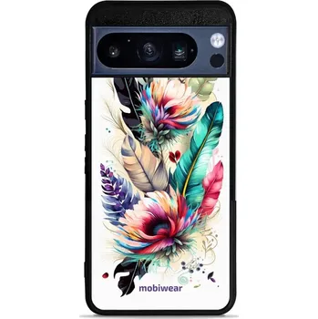 Pouzdro na mobilní telefon Lesklý kryt Mobiwear Glossy - Google Pixel 8 Pro - G017G Pírka a květy (Prémiové lesklé pouzdro, obal, kryt Mobiwear Glossy na mobil Google Pixel 8 Pro - G017G Pírka a květy, materiál Plast + TPU silikon - krytí po všech stranách, neošoupatelný potisk,)