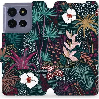 Pouzdro na mobilní telefon Flipové pouzdro Mobiwear - Motorola Moto G86 5G - VP13S Temná flóra (Knížkové flip pouzdro, obal, kryt na mobil Motorola Moto G86 5G - VP13S Temná flóra, materiál Umělá kůže + TPU - ochrana 360°, stojánek, silikonová vanička, magnetické zavírání)