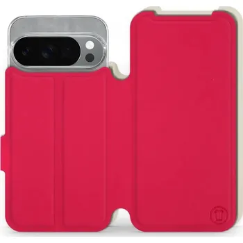 Pouzdro na mobilní telefon Flipové pouzdro Mobiwear Semiš - Google Pixel 10 Pro - Rudé & Béžové (Knížkové semišové flip pouzdro, obal, kryt na mobil Google Pixel 10 Pro - Rudé & Béžové, materiál semiš + TPU, ochrana 360°, stojánek, silikonová vanička, magnetické zavírání)