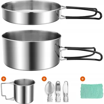 Sada nádobí Odoland Kempingová sada nádobí 7 dílná – hrnce, šálek, příbory