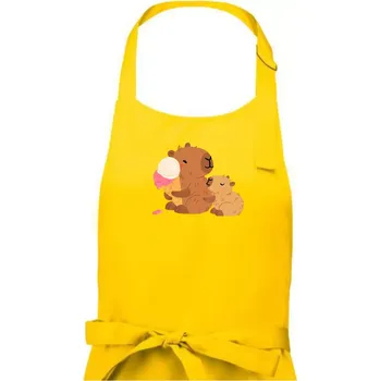 Kuchyňská zástěra Kapybara se zmrzlinou - Dámská zástěra na vaření - Univerzální velikost ( Žlutá )