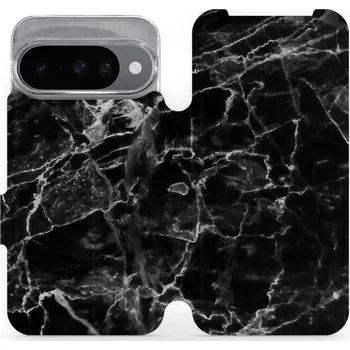 Pouzdro na mobilní telefon Flipové pouzdro Mobiwear - Google Pixel 10 - V056P Černý mramor (Knížkové flip pouzdro, obal, kryt na mobil Google Pixel 10 - V056P Černý mramor, materiál Umělá kůže + TPU - ochrana 360°, stojánek, silikonová vanička, magnetické zavírání)