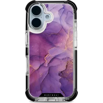 Pouzdro na mobilní telefon Odolný obal Mobiwear MagSafe Elite Bumper - Apple iPhone 17 - D020D Fialový mramor (Odolný kryt, pouzdro, obal Mobiwear Elite Bumper na mobil Apple iPhone 17 - D020D Fialový mramor, materiál Plast + TPU silikon + kov - zesílená ochrana telefonu, podpora)