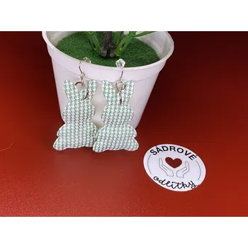 Náušnice HandMade by VeJa Naušnice - látkové čárový králík/zajíc (zelená)