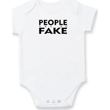 Fake people - Body kojenecké s krátkým rukávem - Krátký r. 3-6 měs ( Bílá )