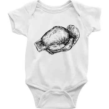 Rukavice kreslené na šířku - Body kojenecké s krátkým rukávem - Krátký r. 3-6 měs ( Bílá )