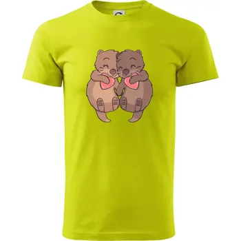 Zamilované vydry - Klasické pánské triko vyšší gramáže - M ( Limetková )