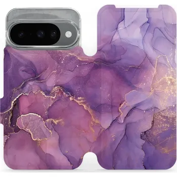 Pouzdro na mobilní telefon Flipové pouzdro Mobiwear - Google Pixel 10 - VP20S Fialový mramor (Knížkové flip pouzdro, obal, kryt na mobil Google Pixel 10 - VP20S Fialový mramor, materiál Umělá kůže + TPU - ochrana 360°, stojánek, silikonová vanička, magnetické zavírání)