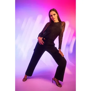 Halenka s průhlednými rukávy Marisse černá | vícebarevná 2562107