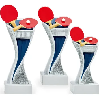 Trofej se symbolem stolního tenisu, výška 14,5 cm, vícebarevná