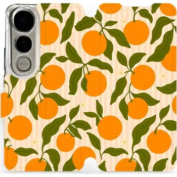 Pouzdro na mobilní telefon Flipové pouzdro Mobiwear - Vivo V50 Lite - VP82S Pomeranče (Knížkové flip pouzdro, obal, kryt na mobil Vivo V50 Lite - VP82S Pomeranče, materiál Umělá kůže + TPU - ochrana 360°, stojánek, silikonová vanička, magnetické zavírání)