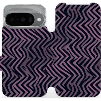 Pouzdro na mobilní telefon Flipové pouzdro Mobiwear - Google Pixel 10 - VA55S Fialové klikyháky (Knížkové flip pouzdro, obal, kryt na mobil Google Pixel 10 - VA55S Fialové klikyháky, materiál Umělá kůže + TPU - ochrana 360°, stojánek, silikonová vanička, magnetické zavírání)