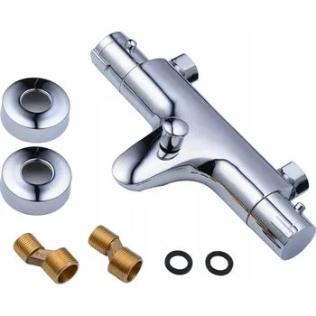 Vodovodní baterie Dvoukohoutková nástěnná vanová a sprchová baterie SteinMedia Premium, stříbrná