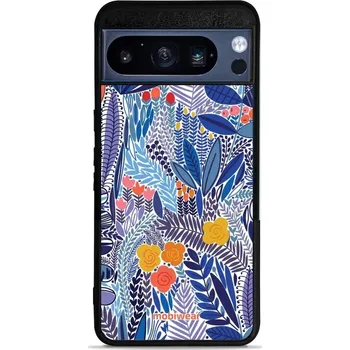 Lesklý kryt Mobiwear Glossy - Google Pixel 8 Pro - G037G - Modrá květena (Prémiové lesklé pouzdro, obal, kryt Mobiwear Glossy na mobil Google Pixel 8 Pro - G037G - Modrá květena, materiál Plast + TPU silikon - krytí po všech stranách, neošoupatelný potisk
