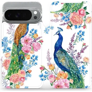 Pouzdro na mobilní telefon Flipové pouzdro Mobiwear - Google Pixel 10 Pro XL - MX08S Pávi (Knížkové flip pouzdro, obal, kryt na mobil Google Pixel 10 Pro XL - MX08S Pávi, materiál Umělá kůže + TPU - ochrana 360°, stojánek, silikonová vanička, magnetické zavírání)