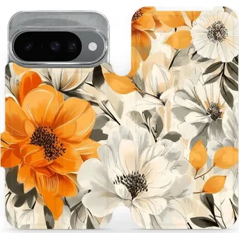 Pouzdro na mobilní telefon Flipové pouzdro Mobiwear - Google Pixel 10 - VP75S Podzimní květy (Knížkové flip pouzdro, obal, kryt na mobil Google Pixel 10 - VP75S Podzimní květy, materiál Umělá kůže + TPU - ochrana 360°, stojánek, silikonová vanička, magnetické zavírání)
