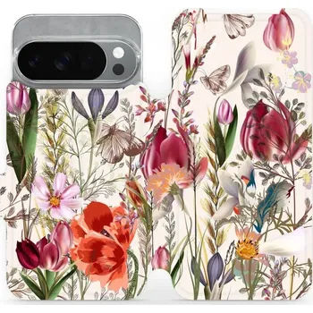 Pouzdro na mobilní telefon Flipové pouzdro Mobiwear - Google Pixel 10 Pro - MP01S Rozkvetlá louka (Knížkové flip pouzdro, obal, kryt na mobil Google Pixel 10 Pro - MP01S Rozkvetlá louka, materiál Umělá kůže + TPU - ochrana 360°, stojánek, silikonová vanička, magnetické zavírání)