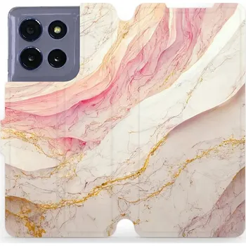 Pouzdro na mobilní telefon Flipové pouzdro Mobiwear - Motorola Moto G86 5G - VP32S Růžový a zlatavý mramor (Knížkové flip pouzdro, obal, kryt na mobil Motorola Moto G86 5G - VP32S Růžový a zlatavý mramor, materiál Umělá kůže + TPU - ochrana 360°, stojánek, silikonová vanička,)